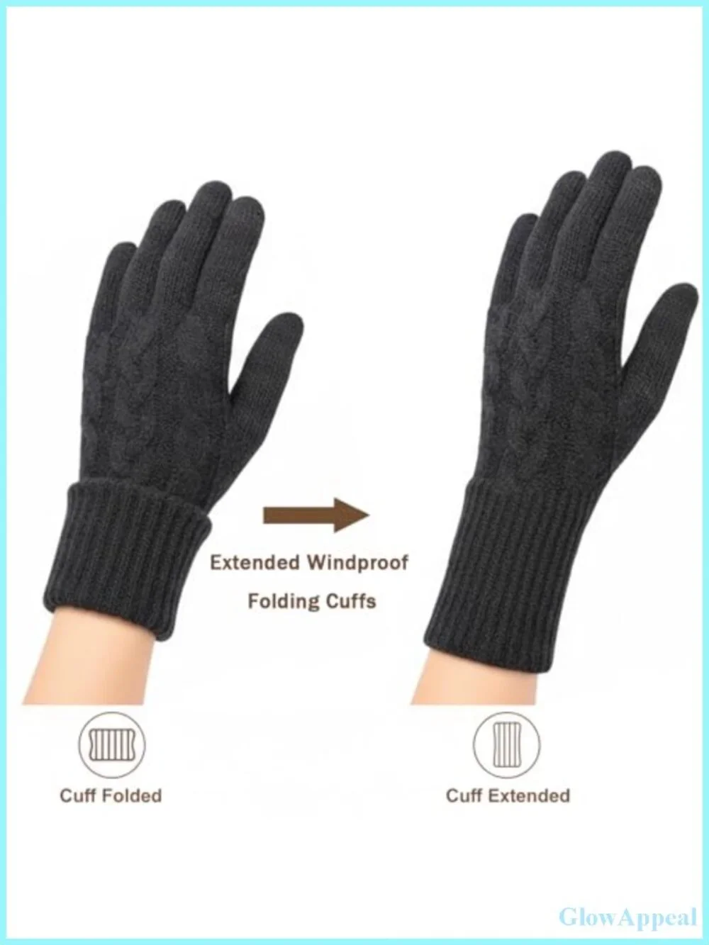 Winter Warm Fleece Lined Gloves Women Thermal Touchscreen Knit Gloves